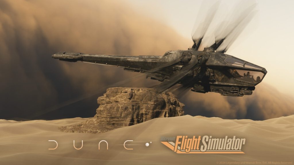 Microsoft Flight Simulator ปล่อยอัปเดตฟรี Dune Expansion พาบินสำรวจดาวเคราะห์อันโหดร้าย Arrakis ด้วยยาน Ornithopter!
